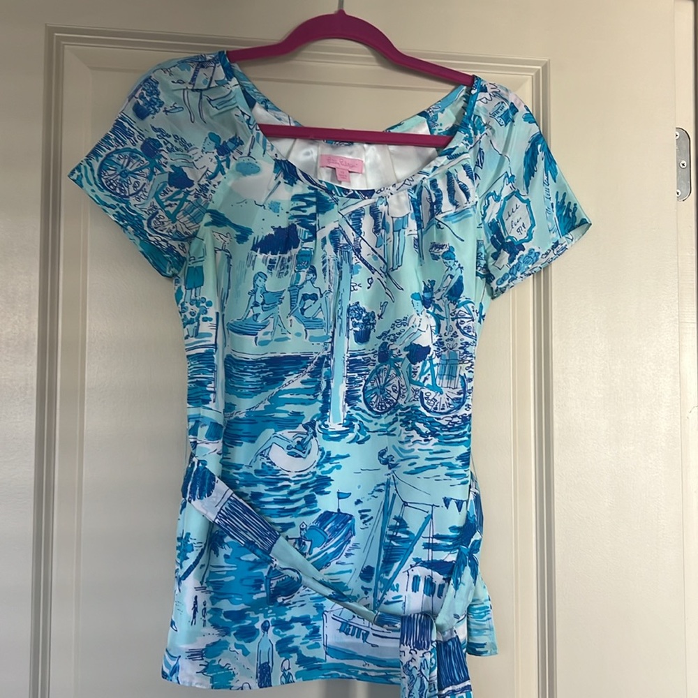 Lilly Pulitzer blue toile silk top XS - Picture 4 of 5